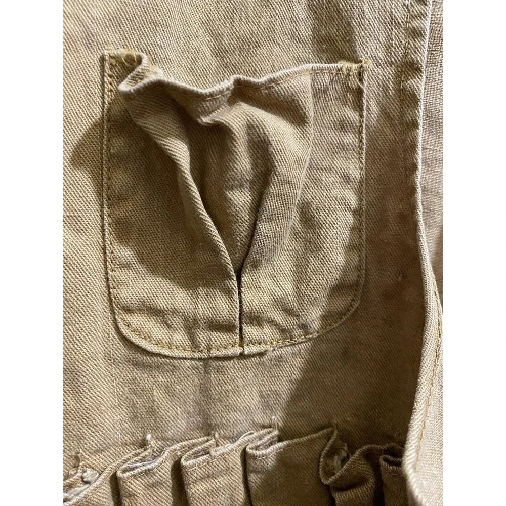 Vintage Riffle Hunting Vest Circa 1940‎ Sz Large Tan Thick Linen Fabric